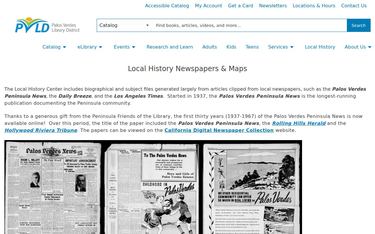 Rancho Palos Verdes city directory newspaper holdings and local history