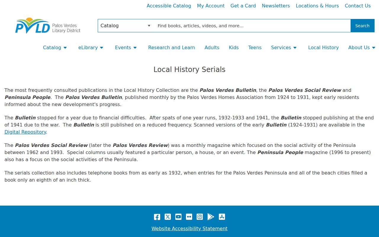 Rancho Palos Verdes city directory telephone books and local serials